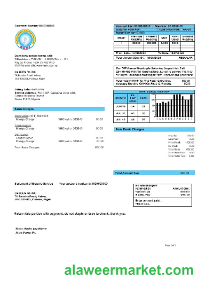 Nigeria Nigerian Electricity Regulatory Commission electricity business utility bill template in Word and PDF formats